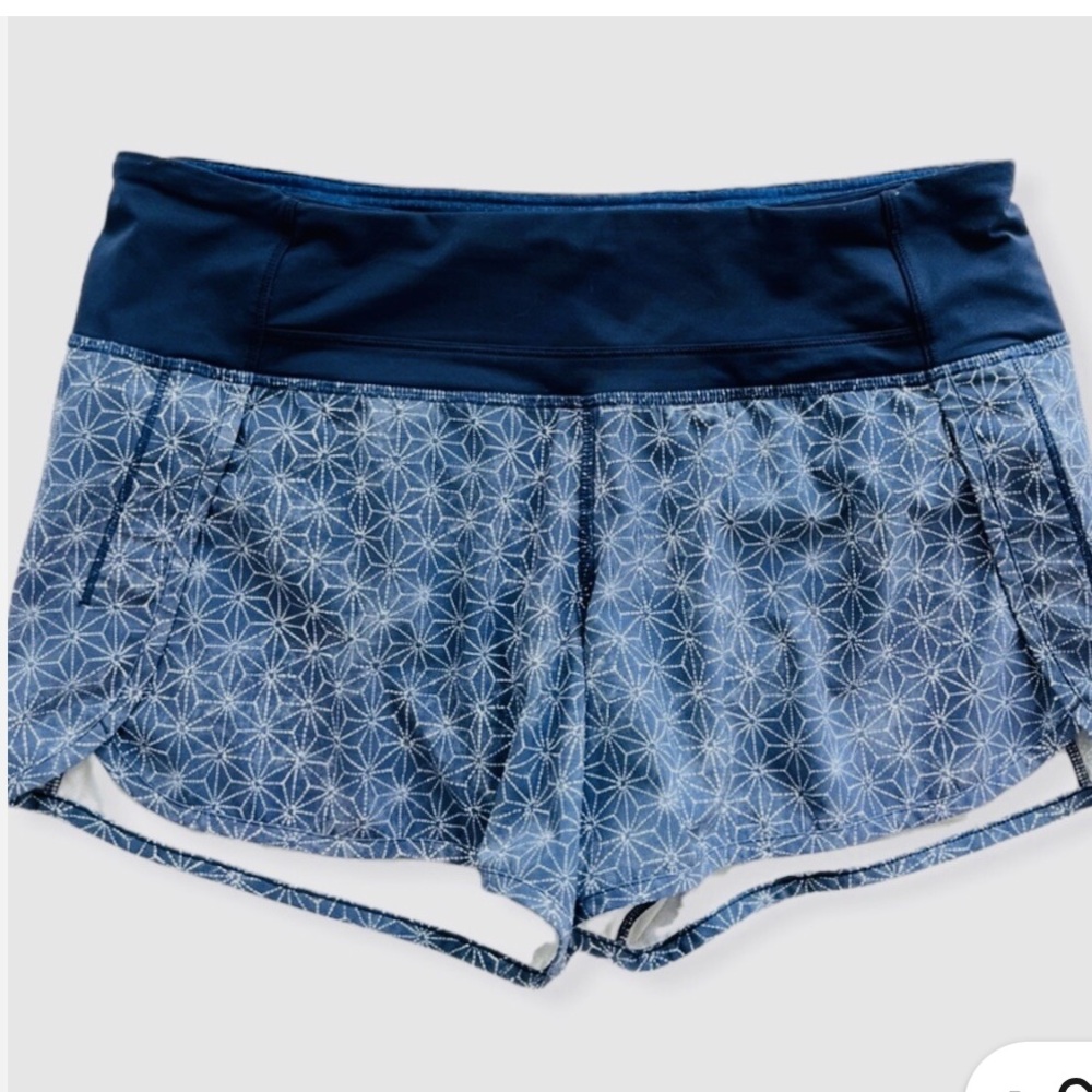 Lululemon blue run times speed up shorts star print 4